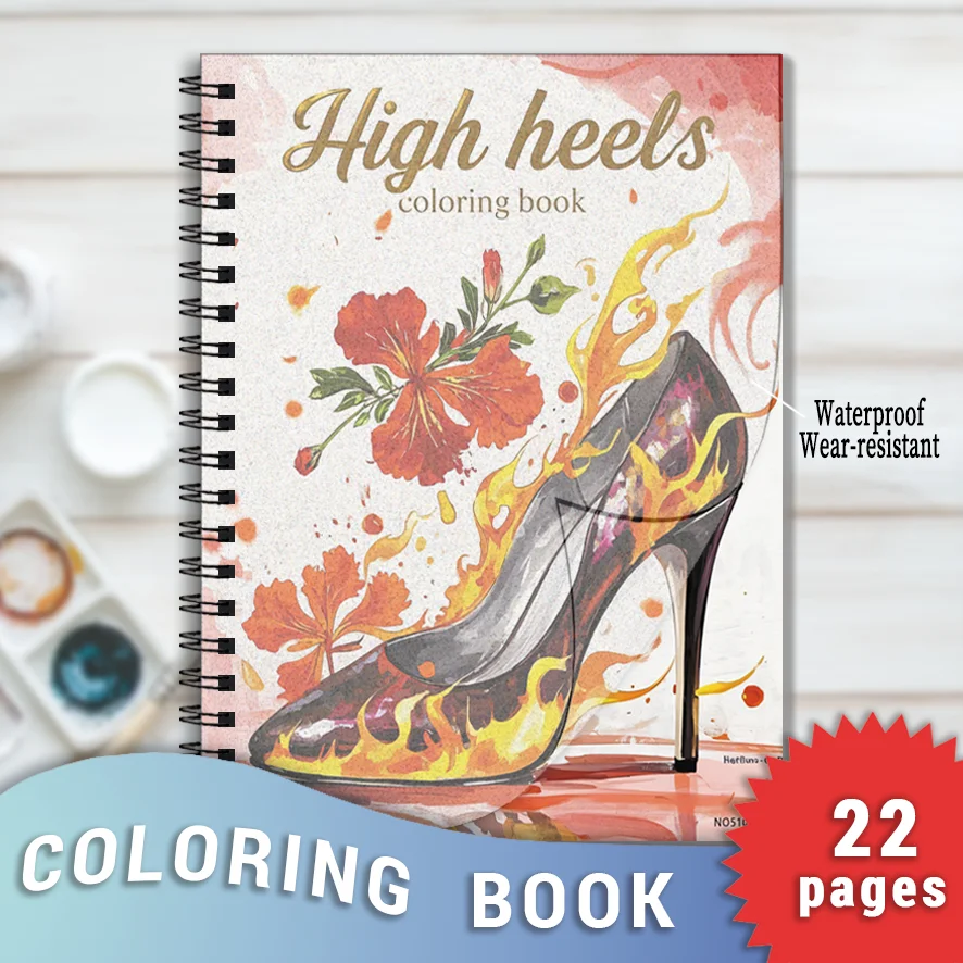 High Heels and Flowers Adult Coloring Book - 8.3x11.2 inches Stress relief coloring book 22 pages of art therapy illustrations