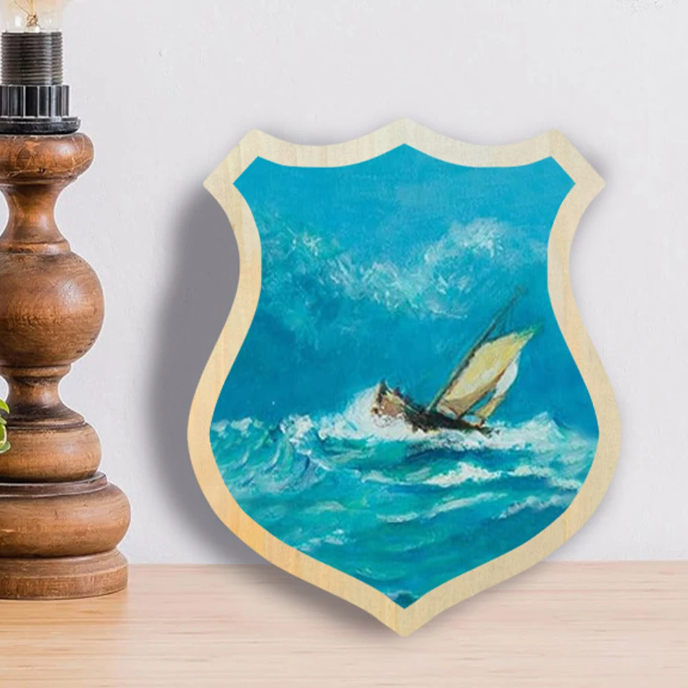

Wooden Badge Plaque Home Decor DIY Craft Police Shape Accessory Festival nament Wood Artwork Safe Durable Teen Fun Craft Wood