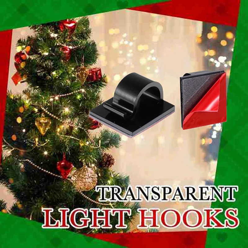 50 Pcs Mini Cable Clips Hooks Christmas Light Clips Self Adhesive Light Hooks Cord Clips for Desk Outdoor String Lights-ABHG