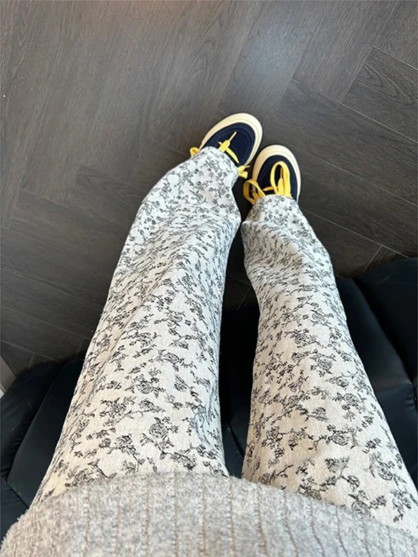 

Men's Slim Fit Straight Leg Jeans Spring Season Small Fraance Sle Printed Embroidery Micro Flare Long Pants