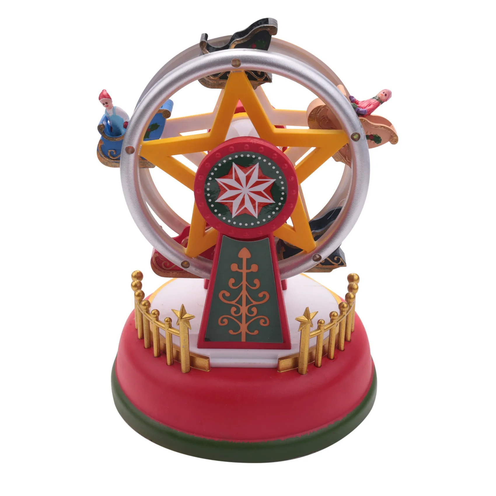 Xmas Glowing Music Carousel Ferris Wheel Christmas Gifts Christmas Eve Gifts Christmas Ornaments Home Decoration Gifts B