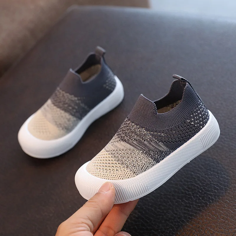 Size 20-31 Children Shoes Spring Autumn Kids Sneakers Soft Breathable Mesh Boys Slip-on Shoes Patchwork Color Girls Shoes