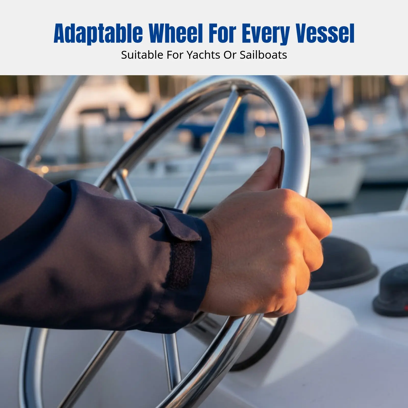 Direct Supply Stainless Steel Steering Wheel, Boat Steering Control, Yacht Steering, Durable Nautical Hardware