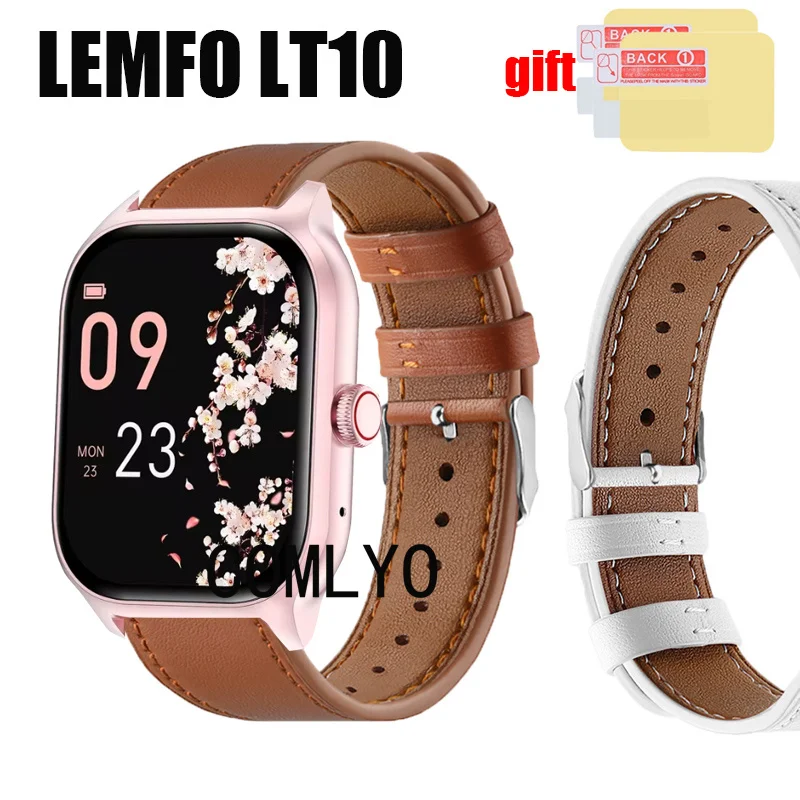 Band For LEMFO LT10 Strap Leather Smart watch Bands Soft Sports Bracelet Replacement Screen Protector film