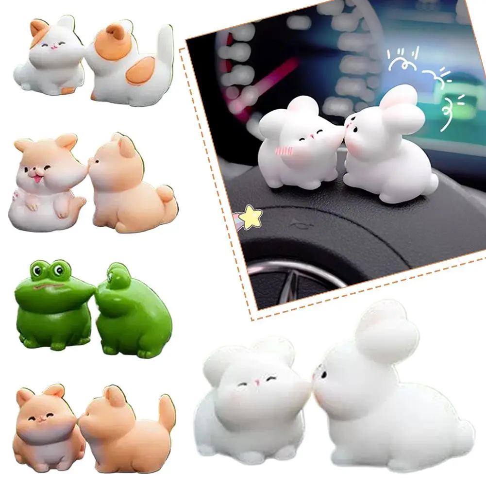 

Cute Kissing Animal Car Ornaments Dashboard Decoration Auto Center Console Screen Rearview Mirror Interior Accessories