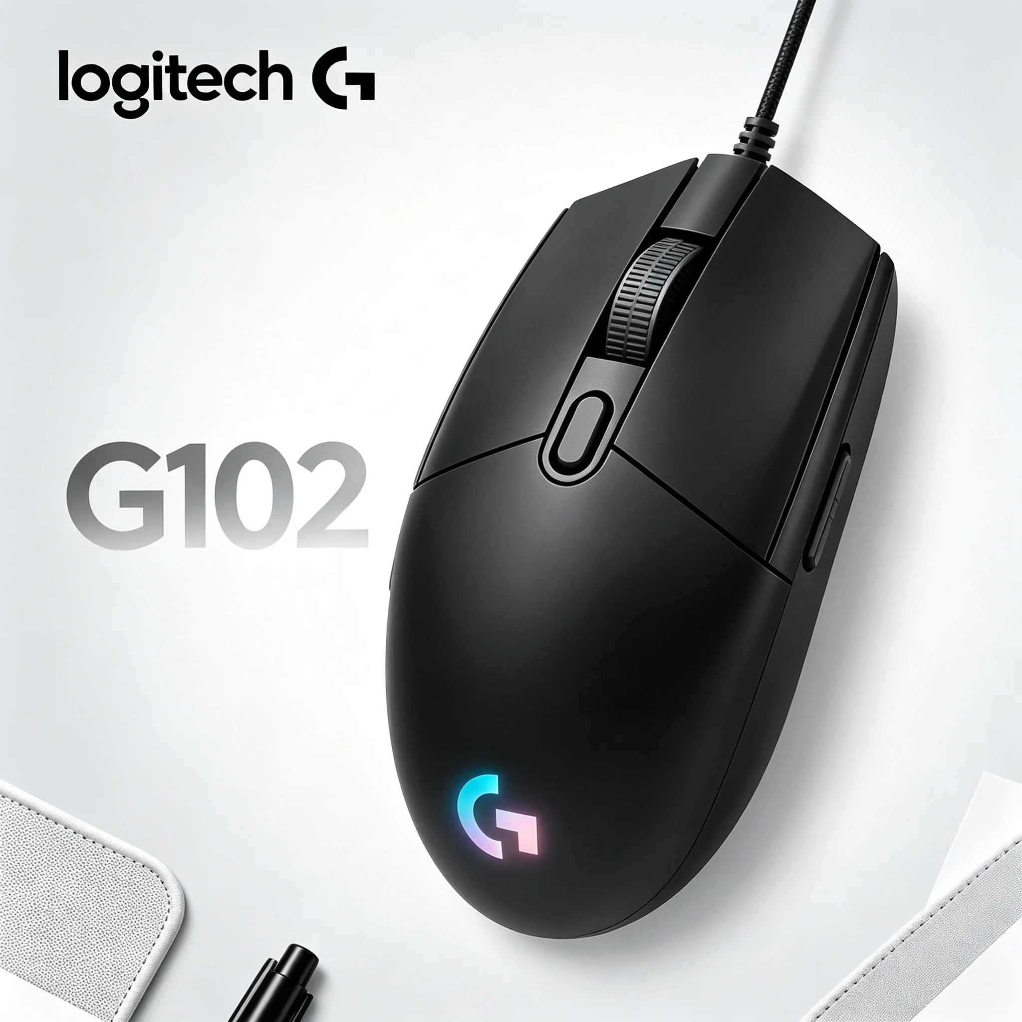 Logitech G102 USB RGB Wired Mouse Comfort Hand‑Fit Shape For Playing LOL CS2 Valorant PUBG And Office Document Work