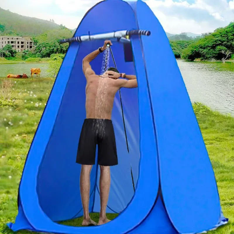 

Pop-up portable outdoor locker room and toilet folding tent