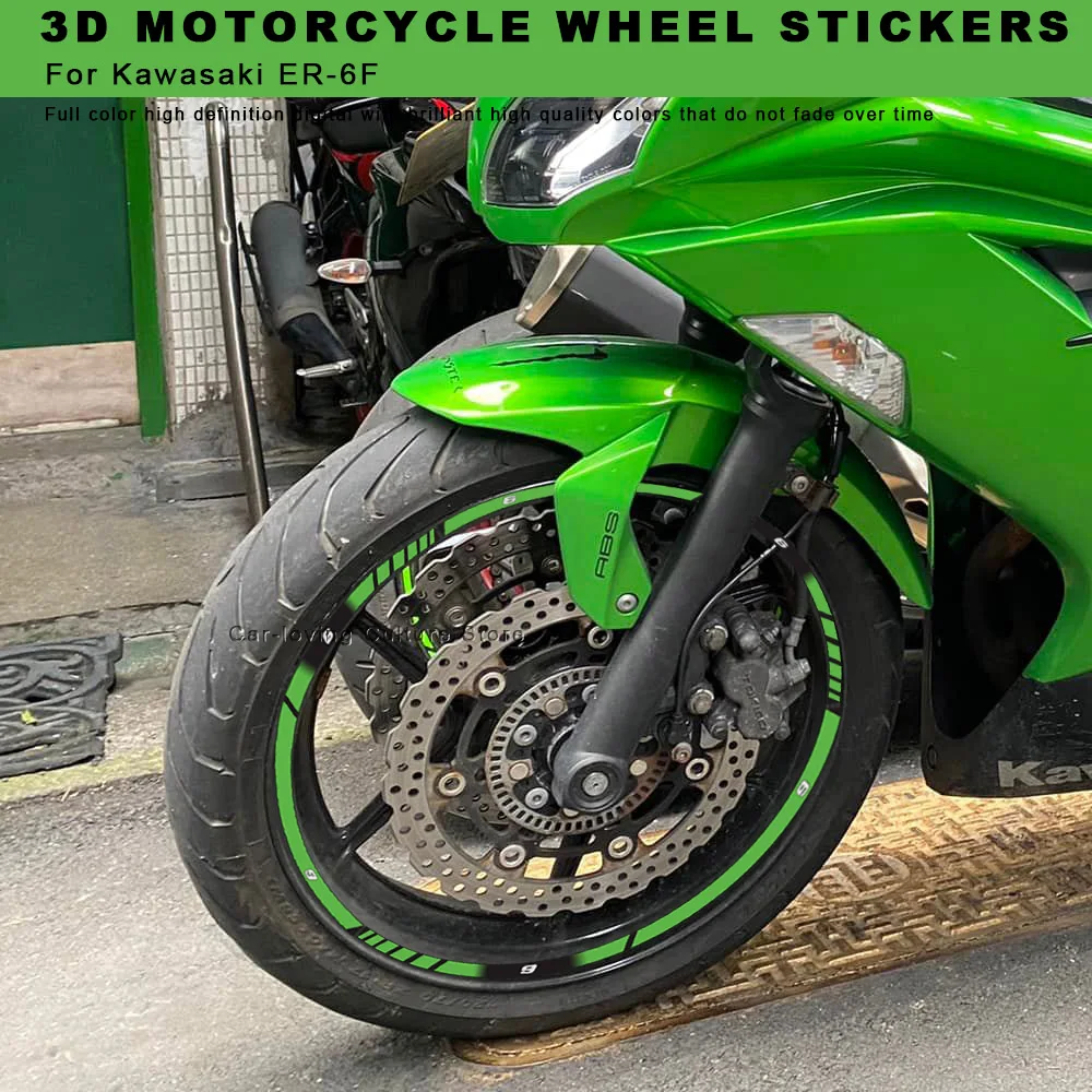 For Kawasaki ER-6F Waterproof Protective Sticker Motorcycle Wheel Stickers 3D Epoxy Resin Sticker