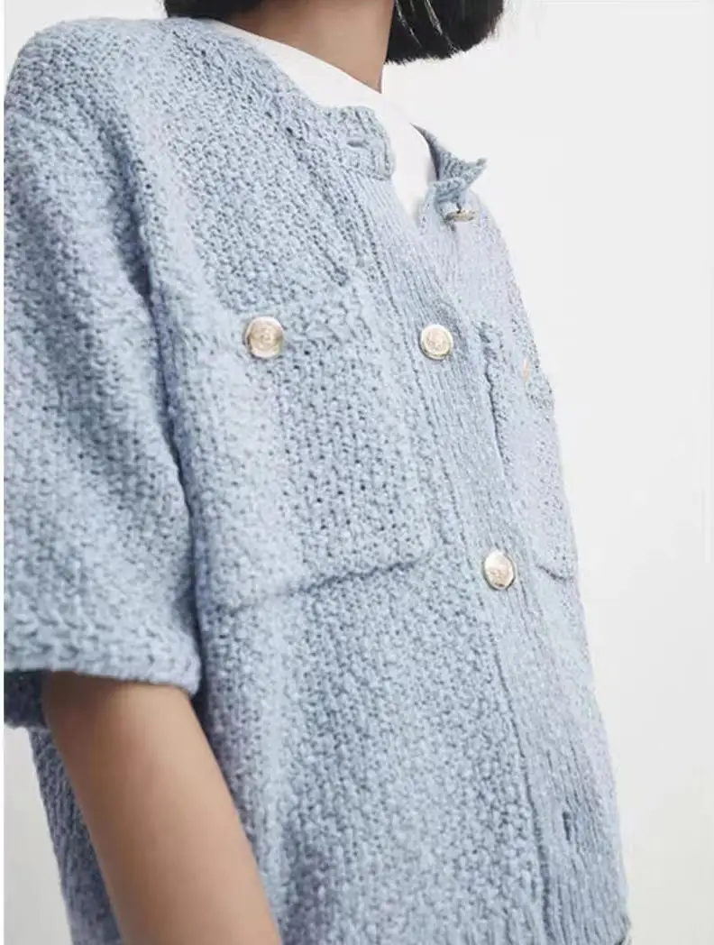 Ethereal MD 2024 women's autumn new style of small fragrance texture knitted cardigan short coat