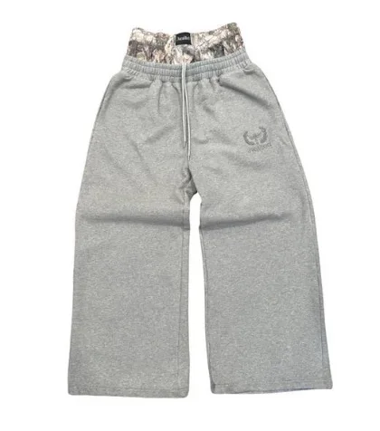 Y2K Men Retro Sweatpants Baggy Wide Leg Embroidered Camouflage Pattern Double Size Unisex Casual Streetwear Trendy Pants