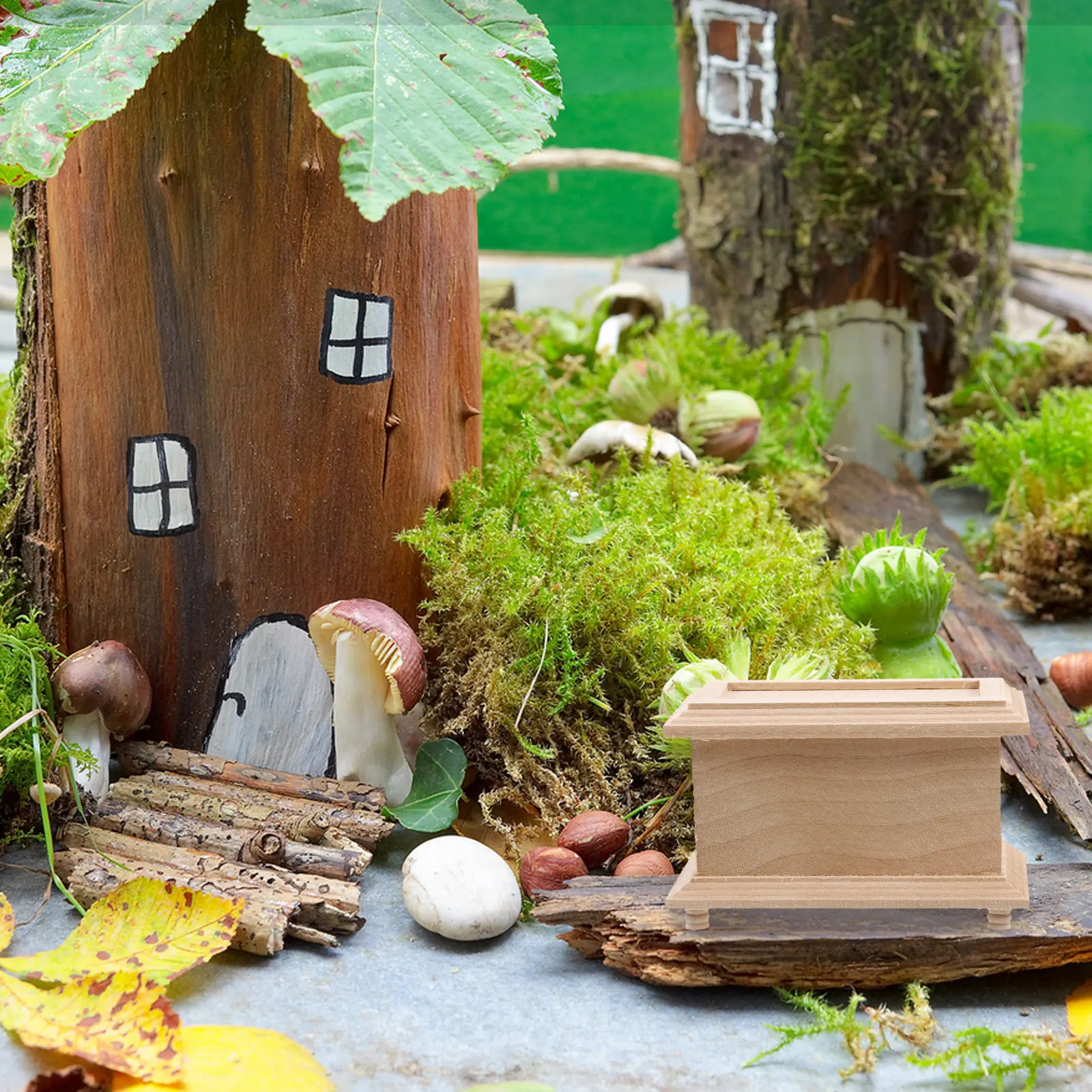 

Handcrafted 1:12 Scale Wooden Miniature Chest with Flip Top Dollhouse White Furniture for Bedroom Living Room