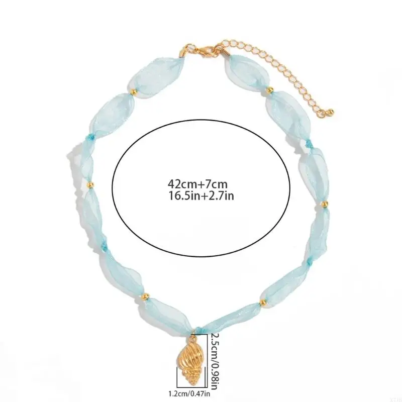  Graceful Beachy Necklace Oceanic Charm And Breathable Mesh Clavicle Chain