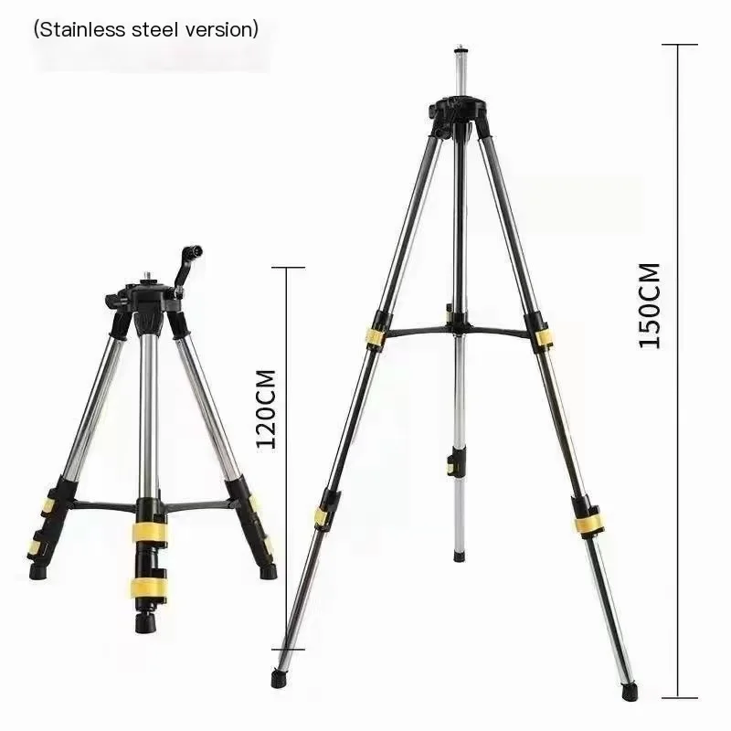 1.2M 1.5M Height Adjustment Tripod Stand Stainless Steel Extension Bar Tripod Stand For  Level Holder with Bubble-level
