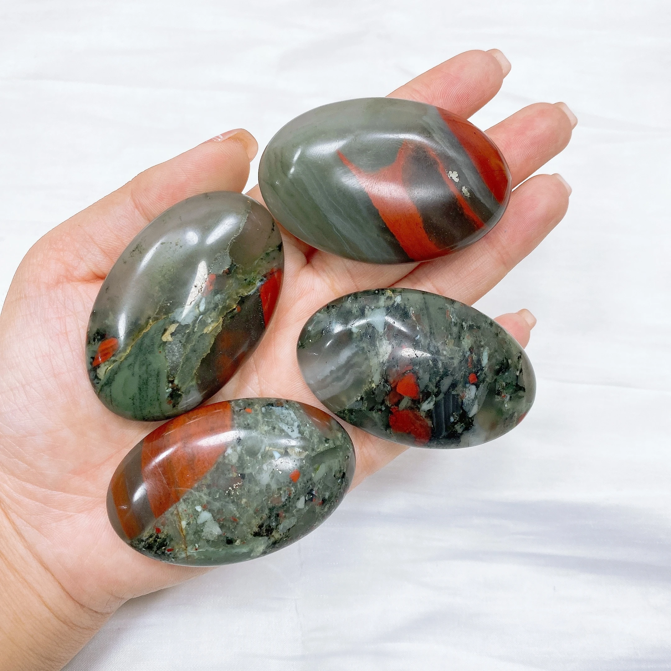 Natural Red Blood Stone African hot compress Massage Stone Energy Reiki Healing Fingertip Toy Home Decoration Gift