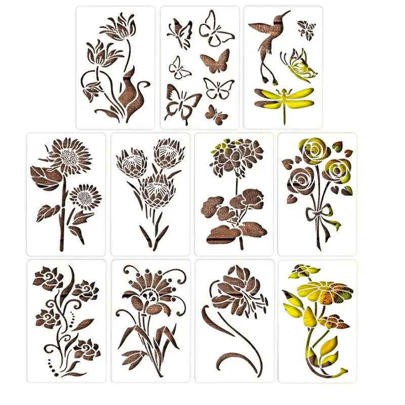 

Flower Stencils New Creative Farm Flower And Grass Painting Reusable Wall Stencils Crafts Art Scrapbook D IY Decorate Supplies