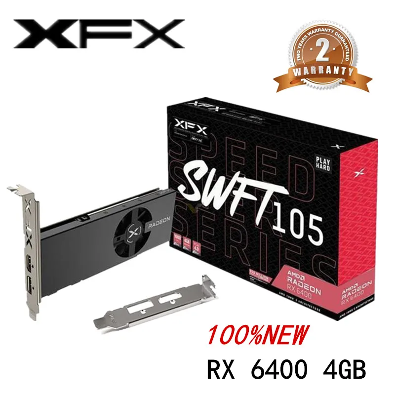 New XFX RX 6400 4GB ITX Low Profile Graphics Card GPU Radeon RX6400 Video Cards Desktop PC AMD Computer MATX ATX HTPC Mini HMDI