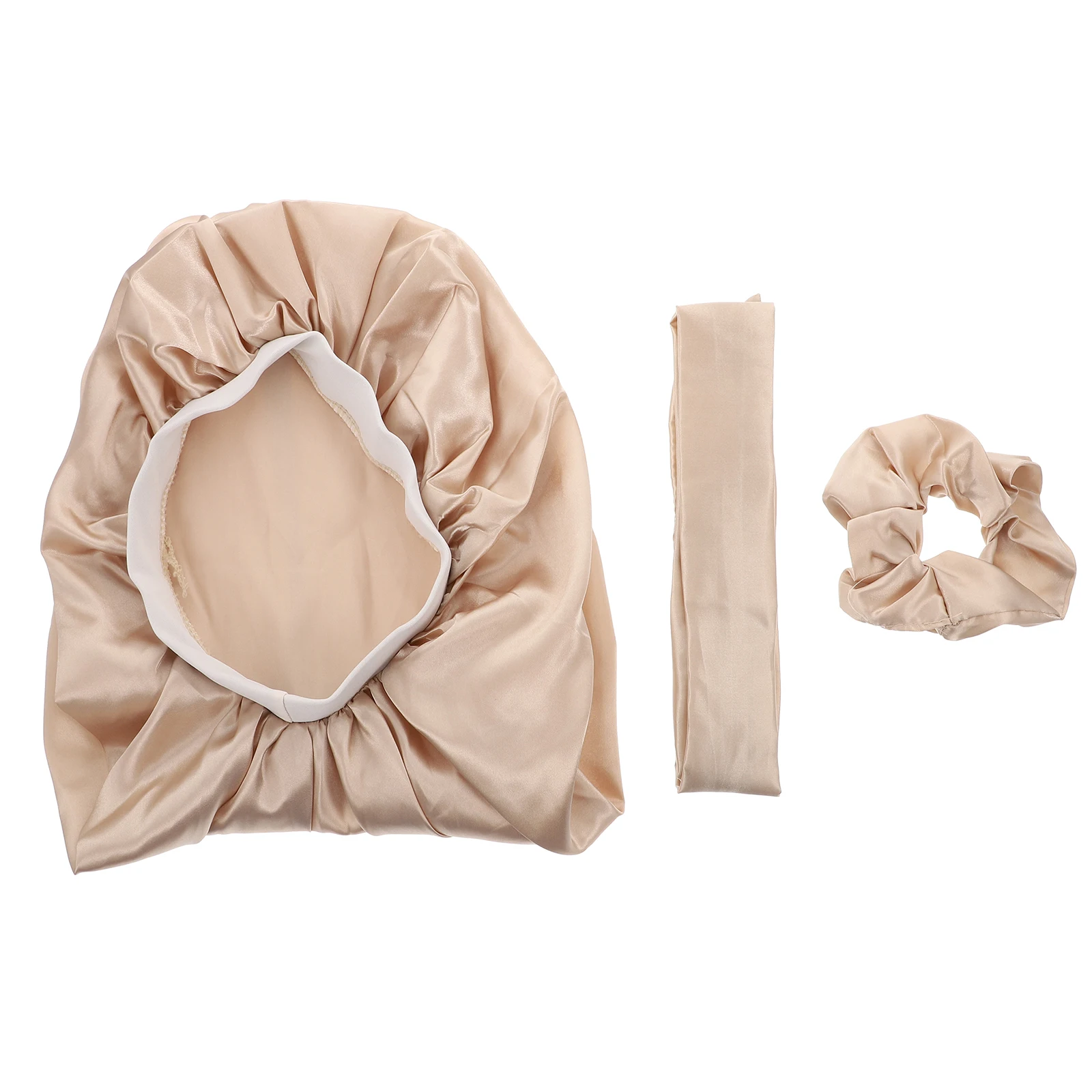 

3 pcs Satin Sleep Bonnet Long Tail Cap Stylish Rope Household Band Head Decorations Wet Hair Towel Women Long Thick Hair