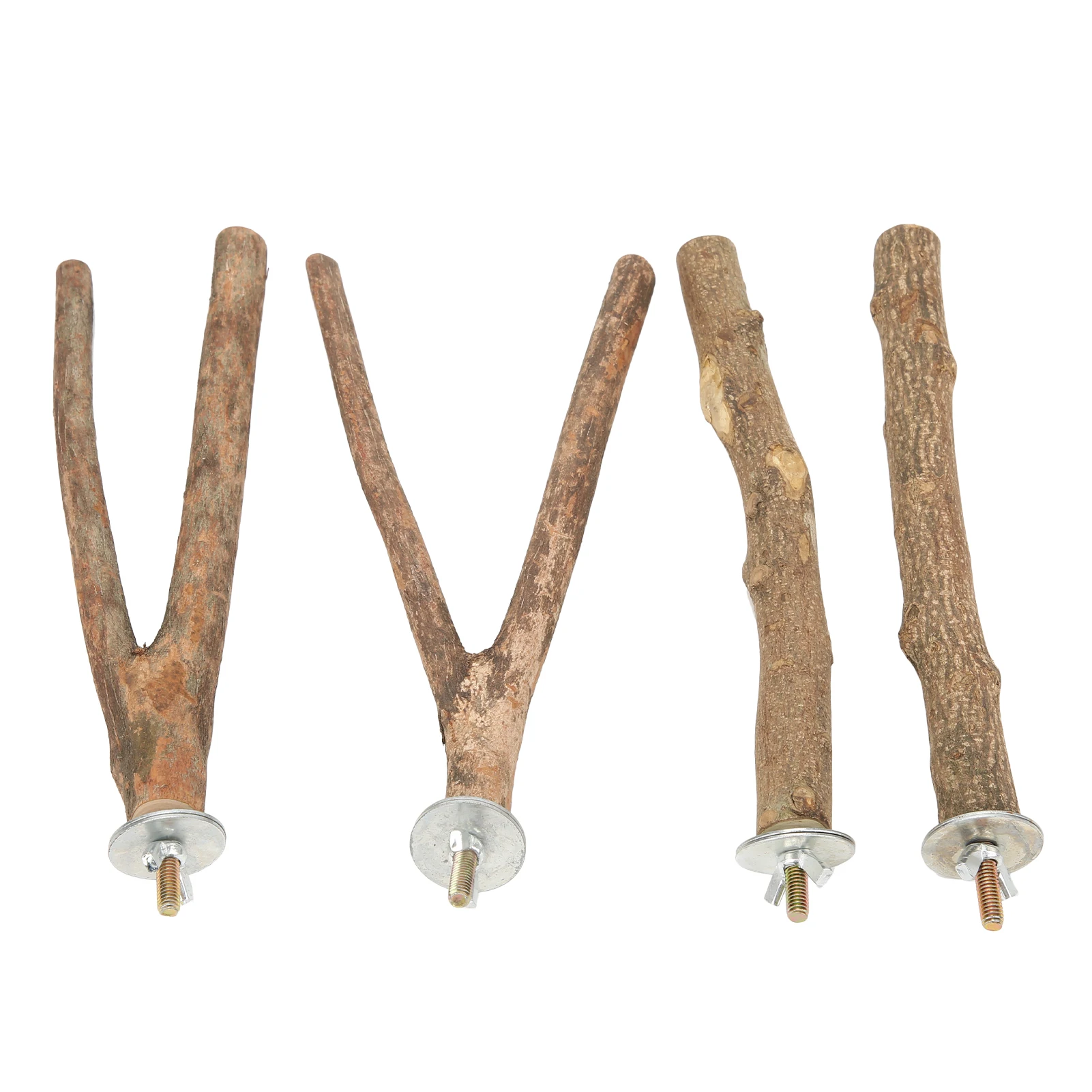 4Pcs Bird Perch Stand Set Multifunctional Wooden Cage Perch Stand for Parrots to Stand Climb and Play Bird Supplies