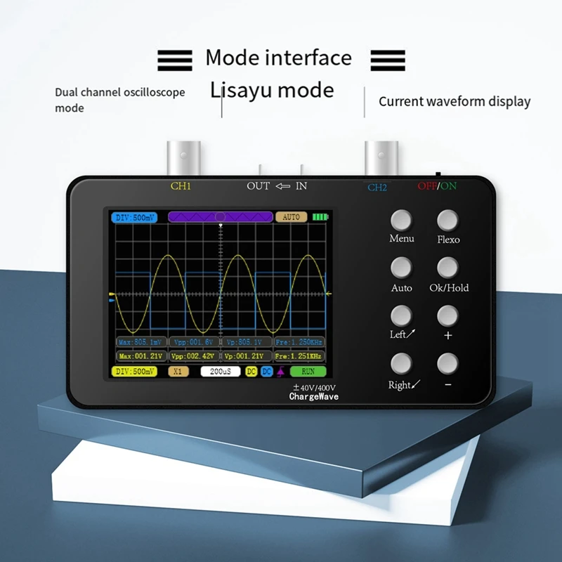 Sampling Rate Oscilloscope 50M Sampling Rate High-Performance Handheld Small Oscilloscope 3.2Inch LCD Display