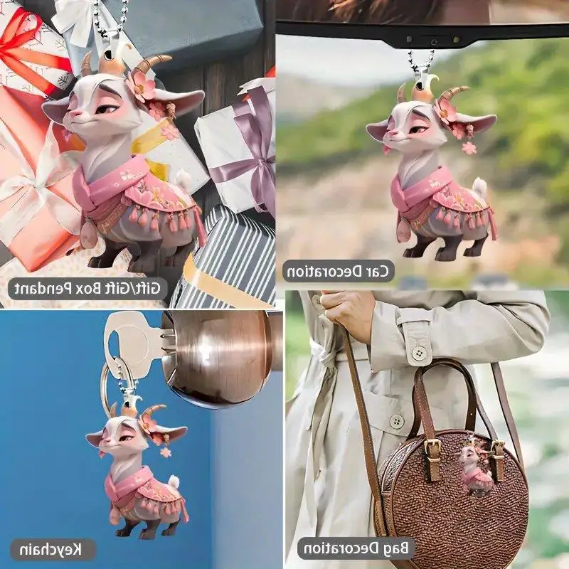 goat keychain Key Ring Cute Animals Key Chains For Women Friends Gifts Car Bag Charms Fashion Jewelry
