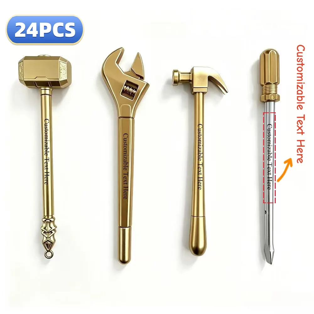 24PCS Custom Claw Hammer Wrench & Screwdriver Shaped Pens Smooth Writing for School & Office Use Ideal for Holiday Gifting