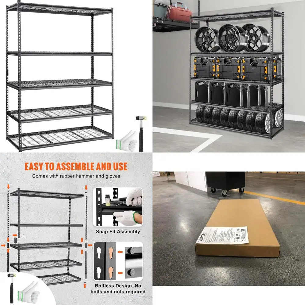 

5-Tier Adjustable Heavy-Duty Metal Shelving Unit, 2000 lbs Capacity, 60L x 24W x 78H for Kitchen, Pantry, Basement, Bathroom, La