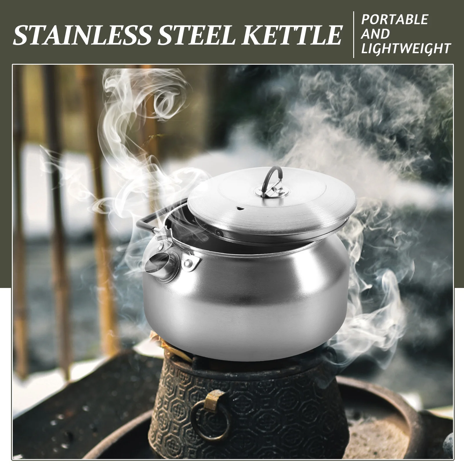 

Чайник для кемпинга из нержавеющей стали, портативный уличный водонагреватель для чая, кофе, легкая плита, посуда для кухни, кемпинга