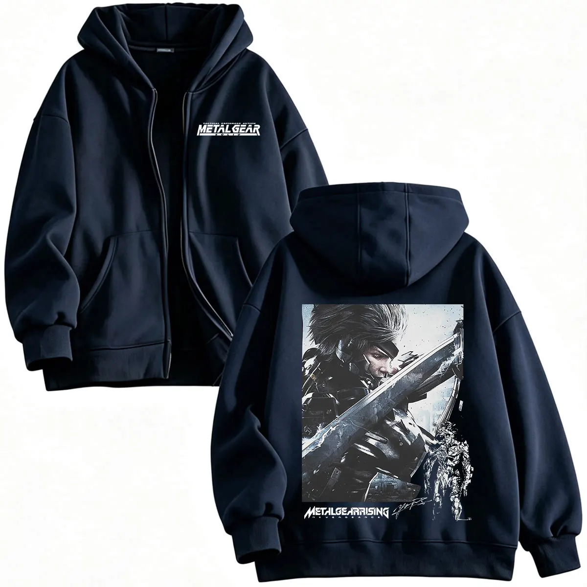 Metal Gear Rising Revengeance Raiden Game Zipper Hoodies Men Women Clothing Fashion Pullovers Zip Up Hooded Sweatshirts Jackets