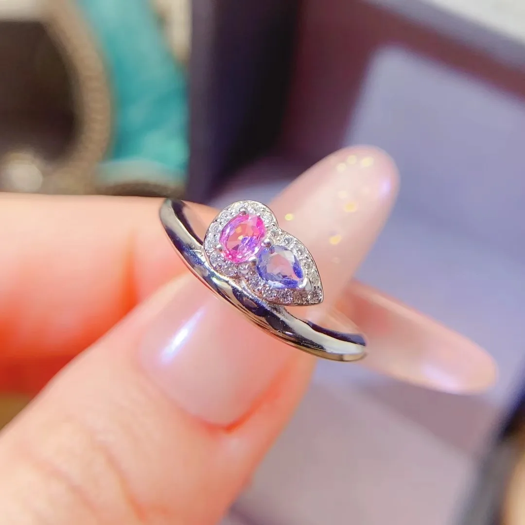 KJJEAXCMY High End Women's Ring Natural Sapphire S925 Silver with Electroplating Boasting High Clarity Full Brilliance
