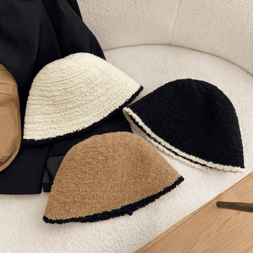 Gift Thickened Bucket Hat Windproof Solid Color Fisherman Beanie All-match Soft Warm Cap Office