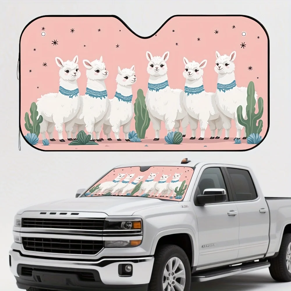 1pc Llama Trio Stylish Car Sunshade, Compatible With For All Driver Types, Prevents Direct Sunlight, Enhancing Driving Safety
