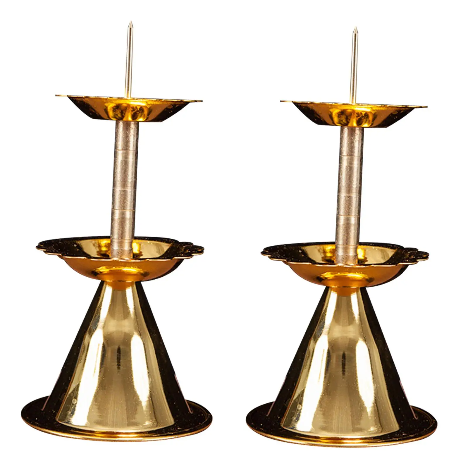 2x Metal Candlestick Taper and Pillar Candle Holder Buddhist Tealight Candle Holders for Hotel Wedding Dinner Mantel Farmhouse