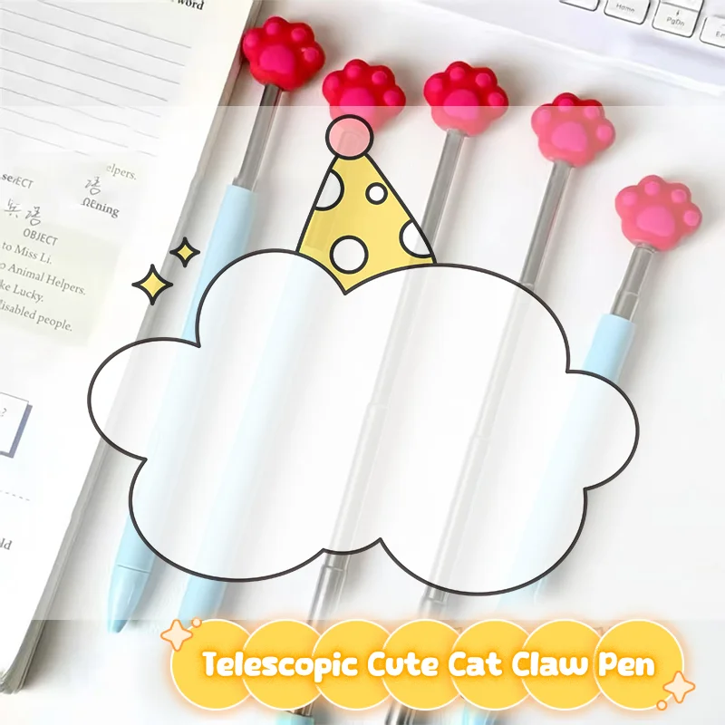 Puntero Telescópico Retráctil con Diseño de Pata de Gato, Bolígrafo Creativo para Profesores, Material Escolar para Estudiantes