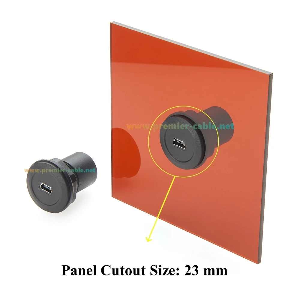 Mini USB bulat Panel pasang perempuan Ke perempuan adaptor Mini USB umpan melalui sekat konverter konektor Coupler steker soket