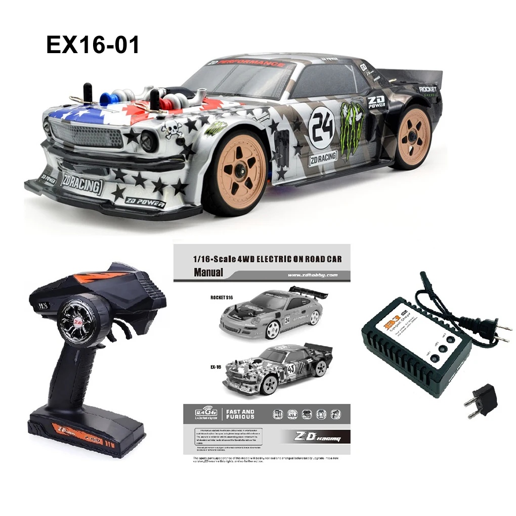 1/16ZD Racing EX-16 Brushless/Brushed Flat Track Car 40km/h RC Drift Car 4WD Remote Control Vehicles 2.4Ghz RTR Full Scale Toy