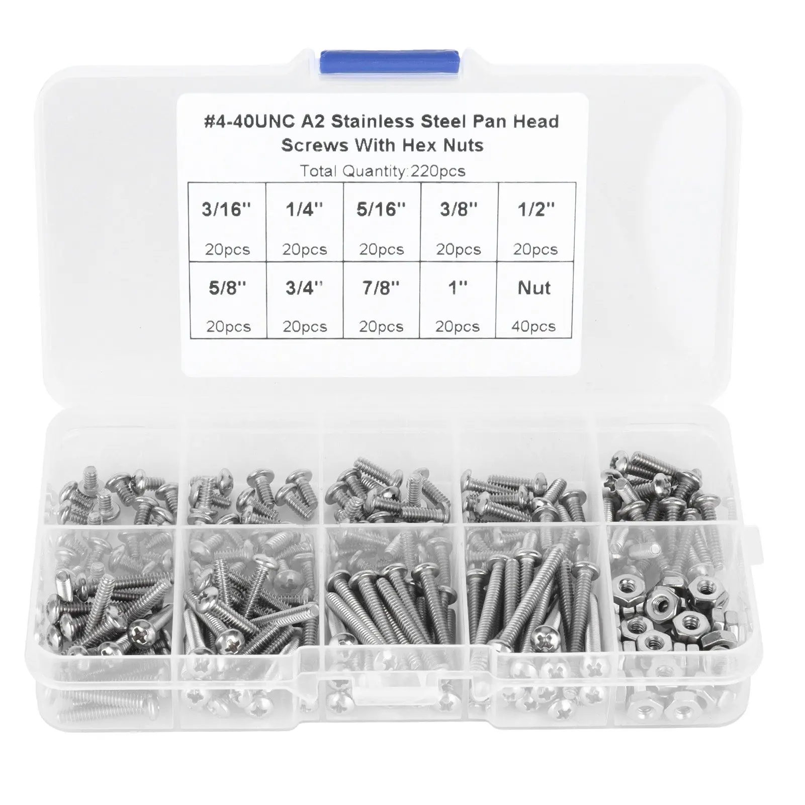 304 Stainless Steel Screws Cross Pan Head Screws with Hex Nuts Washers Screw Kit