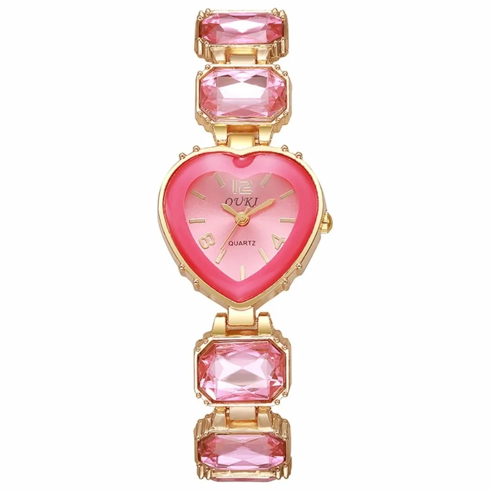 New Rhinestone Quartz Watches Diamond Studded Watch Strap with Adjustable Bracelet Heart Shaped Watch Women Wristwatch Gift