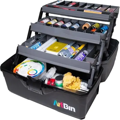 

ArtBin 3-Tray Art Supply Organizer – Durable, Portable Storage for Brushes, Paints & More