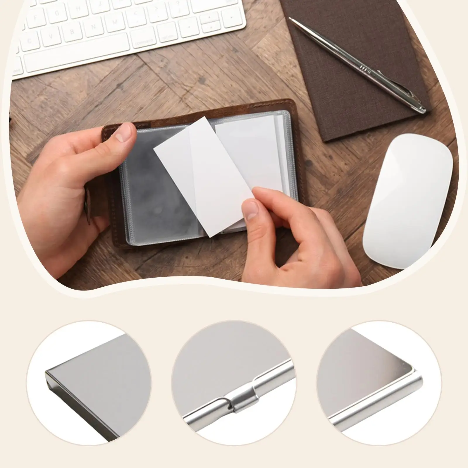 Stainless Steel Business Card Case Minimalist Pocket Metal Card Holder for Men Women Slim Purse Name Card Holder Buckle Shut