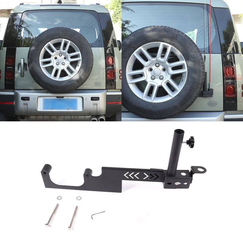 For 2020-2022 Land Rover Defender 90 110 Stainless Steel Black Car Styling Car Tailgate Flag Pole & Antenna Bracket Accessories