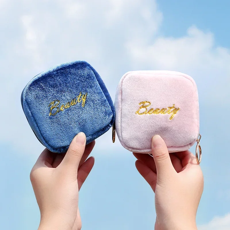 Women Girl Sanitary Napkin Storage Bag Lipstick Bag Zipper Makeup Pouch Travel Organizer Storage Case Small Coin Card Wallet Bag