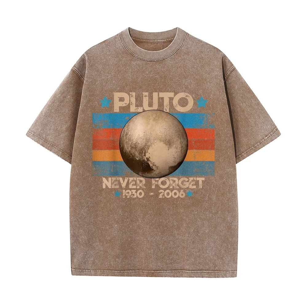 Vintage Never Forget Pluto Funny Retro Astronomy Space T-Shirt Ropa De Hombre Top Y2k Oversized Fit Printed Tee Casual Summer