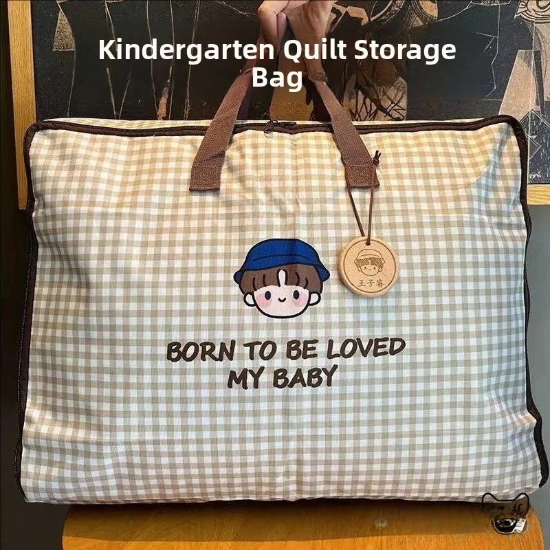 

Student Dormitory Cotton Quilt Storage Bag Portable Clothing Bag Kindergarten Bedding Storage Pouch Oxford Cloth Cartoon Pattern