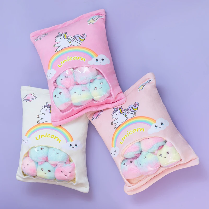 미니 유니콘 봉제 인형 장난감, 창의적인 베개, 레인보우 유니콘 푸딩 간식, 쿠션 어린이 선물, 5 개
