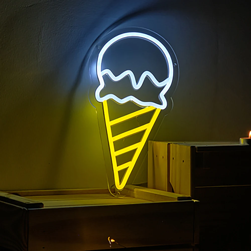 Creative Led Neon Sign Night Light USB Powered Flexible Neon Lamp Ice Cream Kawaii Room Decor for Home or Commercial Lighting