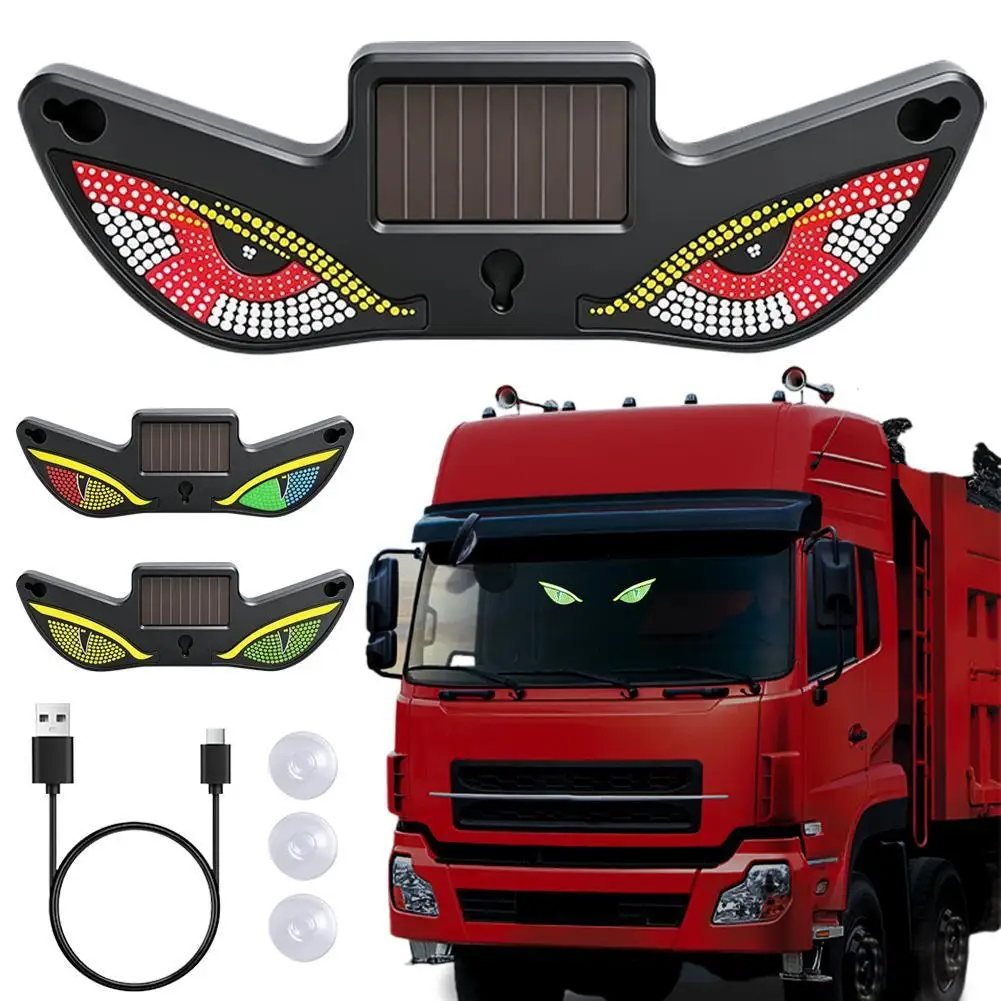 Car LED Solar Ambient Light Demon Eye Wireless Triangle Window Decor Neon Light Auto Atmosphere Lamp Car Accessories