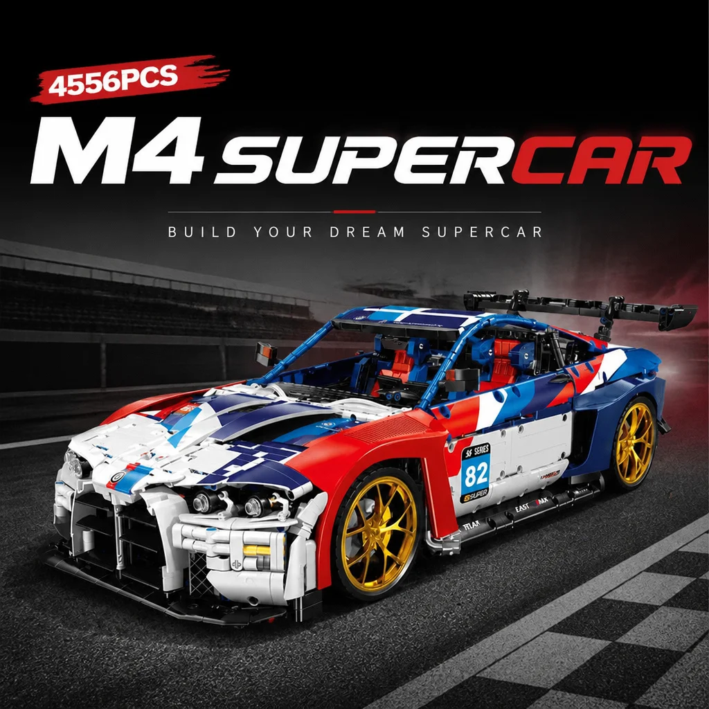 M4 Leistungsstarker Supersportwagen Baukasten MOC JD040 Technisches High-Tech-Sportrennwagen-Modell Bausteine Sammelbares Kreatives Spielzeug Erwachsenengeschenke 4556 Teile