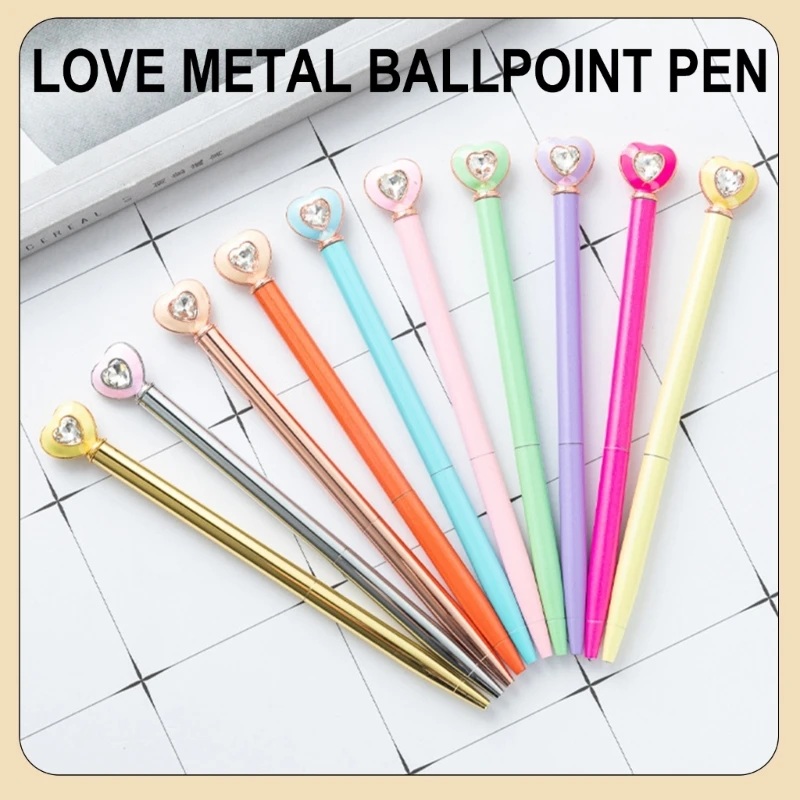 

6x/Set Love Heart Ballpoint Pen Smooth Writing Pen 1.0mm Pen Oil Pen Decorative Pen for School Office Work