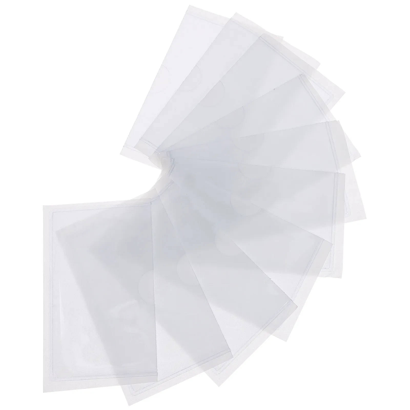 10pcs Clear Self-Adhesive Label Pockets for Index Cards – Semi-Transparent Card Organizers for Office, School, Warehouse