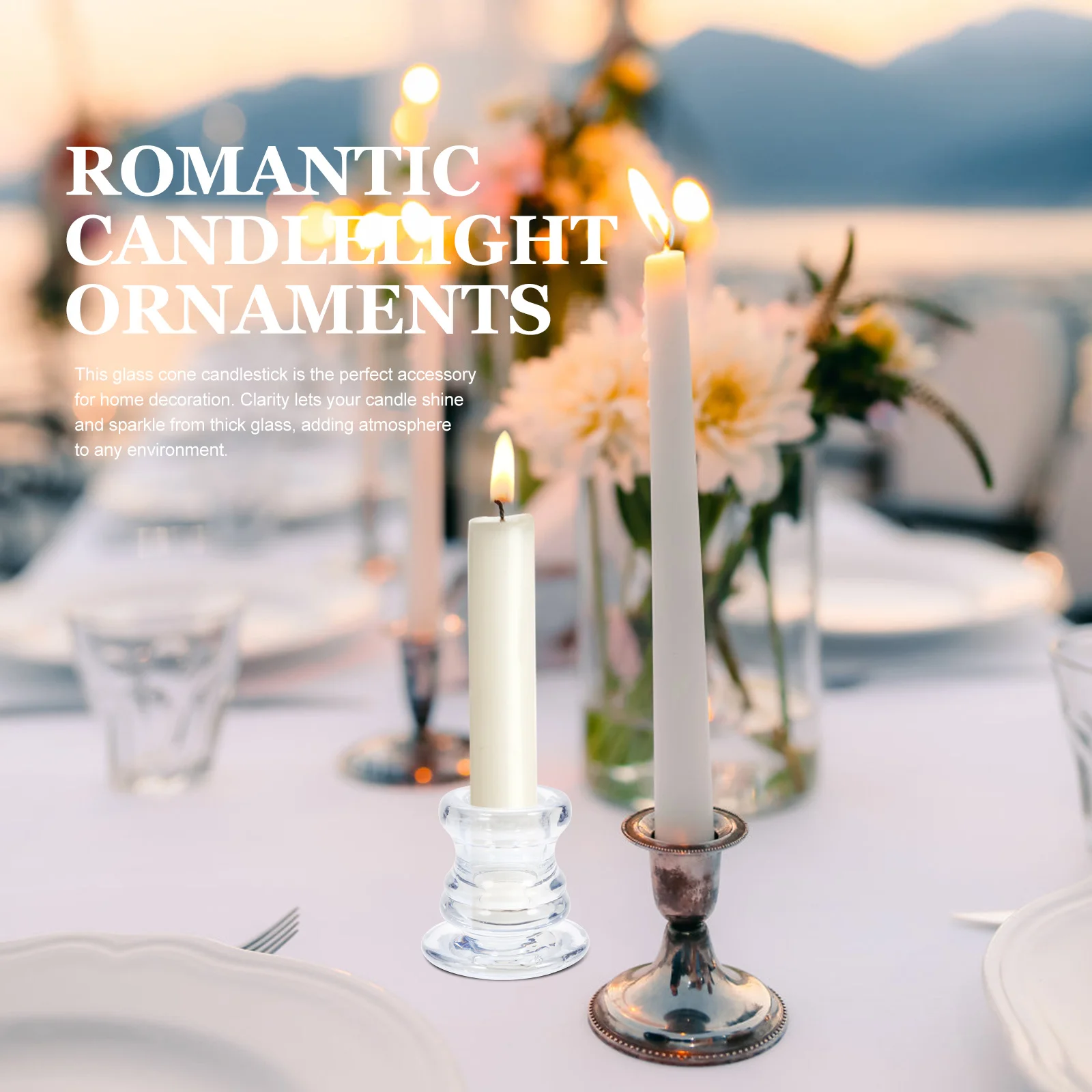 

4Pcs Glass Candlestick Holders Creative Desktop Centerpiece for Small Candles LED Lights Decoration Holder